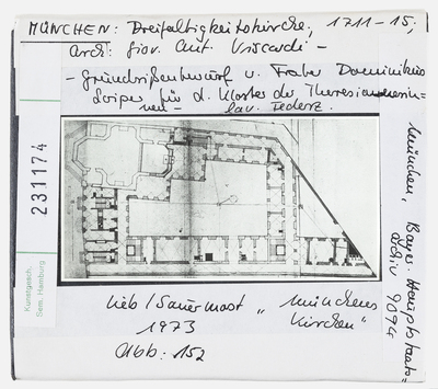 Vorschaubild München: Dreifaltigkeitskirche, Grundrissentwurf von Dominikus Loiper für das Kloster der Theresianerinnen 